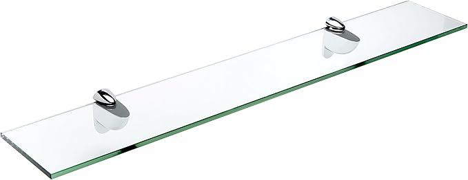 Spancraft Glass H-4.75x24-Chrome Heron Glass Shelf, Chrome, 4.75" x 24"