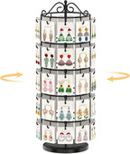 EsLuker.ly Earring Holder Organizer Rotating Display Tree Stand, Adjustable Height Earring Card Hanger Rack with 50 Hooks for Vendors Market Selling, 5 Tier Metal Jewelry Storage Tower, Black
