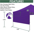 Eurmax USA 10ft Instant Canopy SunWall Canopy Tent Sidewall for Pop Up Canopy Tent,1 Pack Removable Sidewall Only(Purple)