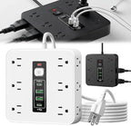 16-in-1 Power Strip with Switch & Surge Protection, Travel Extension Cord with USB Ports, Outlet Electrical Extender, 6.5FT Extension Cord On/Off Switch, 16 Outlet USB-C Power Strip(White)