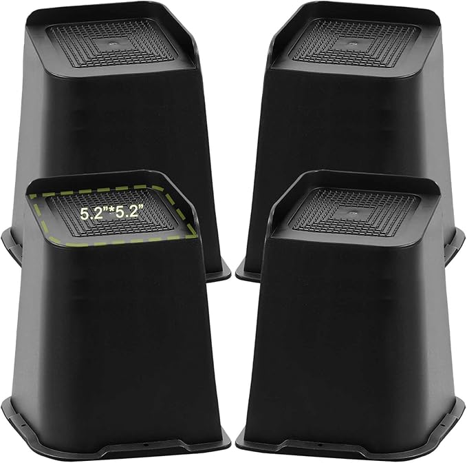 Bed Risers 2 inch, 3 inch, 4 inch, 6 inch, 8 inch Heavy Duty, Oversized Furniture Riser for Couch Sofa Table Chair Leg Frame Dorm, Support up to 6000 Lbs (Black 4 Pack, 8 inch)