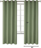 BGment Room Darkening Curtains 72 Inches Long - Grommet Thermal Insulated Drapes Window Treatment Curtains for Bedroom, 2 Panels, 52 x 72 Inch, Grass Green