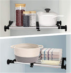 BAOYOUNI Expandable Closet Shelf Tension Rod Clothes Hanger Storage Rack Adjustable DIY Shelving Unit Cabinet Kitchen Bathroom Divider Separator Organizer, Black