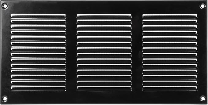 Repa Market 2-Pack Black Air Vent Cover 12" x 6" Inch (Outer Dimensions) - Steel Return Air Grilles - for Ceiling and Sidewall - HVAC - with Protection Screen (11.81" x 5.90" Inch)