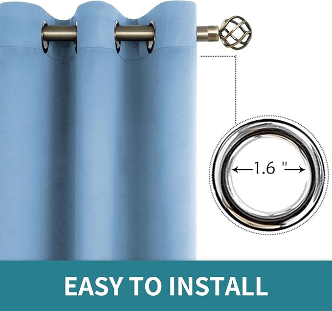 BGment Room Darkening Curtains 72 Inches Long - Grommet Thermal Insulated Drapes Window Treatment Curtains for Bedroom, 2 Panels, 52 x 72 Inch, Sky Blue