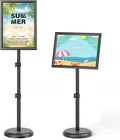 GUOHONG Sign Holder,11x17 inch Telescopic Adjustable Floor Sign Stand - Aluminum Openable Frame, 360° Rotatable, Suitable for Vertical and Horizontal Display - Perfect for Malls, Schools, Restaurants