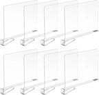Ninonly 8 Pack Acrylic Shelf Dividers, Vertical Clear Closet Organizers and Storage for Sweaters, Shirts, Handbags, Bookshelf & Pantry Organization, Multi-Purpose Shelf Organizer for Bedroom Kitchen