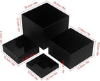 Acrylic Cube Display Boxes Pedestals, Black Platform with Hollow One Open Side, Stackable Nesting Risers Stands Shelf for Collectibles