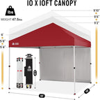 CROWN SHADES 10X10 Comercial Instant Canopy Pop Up Tent with Center Lock, 300D Fabric, 4 Sidewalls, Sto'N Go Bag, Red