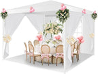10x10 FT Party Tent, Outdoor Wedding Tents for Parties, Canopy Event Tent with 3 Removable Sidewalls, Waterproof Gazebo Shelter for Birthday Parties, Weddings, BBQs & Events (10X10FT-3Sides White)