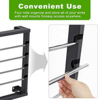 SELEWARE Heavy Duty Wall-Mounted Wire Spool Rack – Cable Reel Holder and Dispenser with 4 Adjustable Stainless Steel Rods for Industrial, Electrical, and Retail Storage and Display (Black)