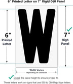 6 on 7 inch Marquee Sign Letters for Outdoor Signs, the 6" Letter printed on 7" high .060 thick Rigid acrylic panel, Reader Board Black Letters & Red Numbers - Sign Letter Depot