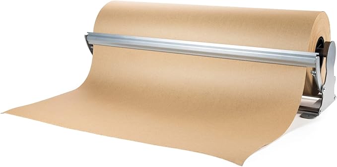 IDL Packaging 24" Kraft Paper Roll Dispenser & Cutter for Rolls up to 24" Wide and 9" in Diameter – Tabletop Reinforced Steel Paper Holder with a Cutter – for Kraft and Butcher Paper