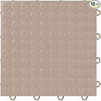 FlooringInc's Nitro 12"x12" Snap-Together Garage Flooring Tiles, Non-Slip Interlocking Plastic Floor Mat, Garage Organization & Storage, Coin Pattern, Sahara Sand, 12 Tiles, 12 Sq/Ft