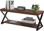 IBF Wood Entryway Bench Indoor, Industrial Wooden Metal Entry Shoe Storage Bench in Bedroom, Farmhouse Hallway Shoe Rack Bench Seating for Foyer Living Dining Room End of Bed, Walnut, 47 Inch