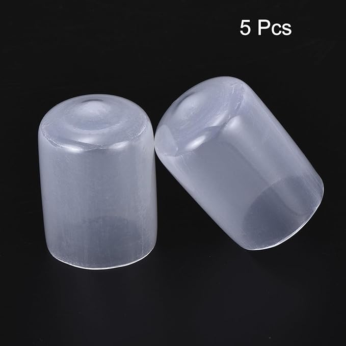 uxcell 5pcs Rubber End Caps 22mm(7/8") ID PVC Vinyl Round Tube Bolt Cap Cover Screw Thread Protectors Clear
