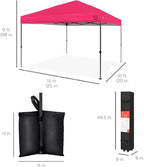 Best Choice Products 10x10ft 1-Person Setup Pop Up Canopy Tent Instant Portable Shelter w/ 1-Button Push, Case, 4 Weight Bags - Hot Pink