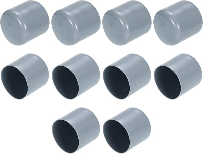 uxcell 10pcs Rubber End Caps 42mm(1.7") ID Vinyl Round End Cap Cover Screw Thread Protectors Grey