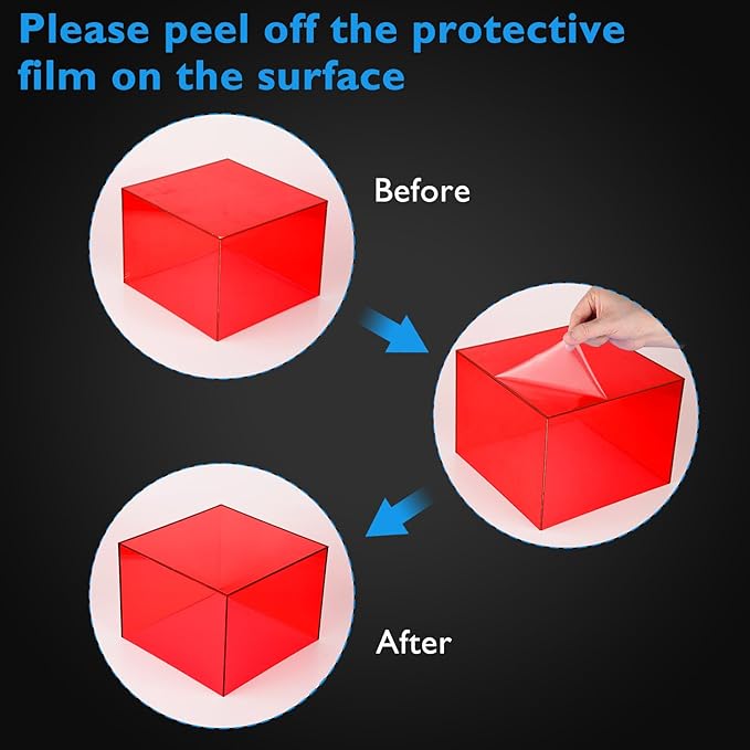 3Pcs Red Buffet Risers Acrylic Boxes Display Food Risers for Buffet Table Platter Parties Weddings Catering Dessert Collectibles Figures Show (6''x7''x8'')