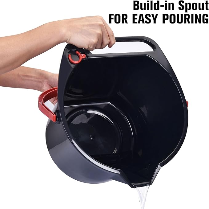 Matthew Cleaning 4.2 Gallon Mop Bucket, Heavy Duty Plastic Cleaning Bucket with Built-in Pour Spout, Mop Holder and Comfort Grip Handle, House and Commercial Cleaning Supplies, 3 Pack Mixed Color