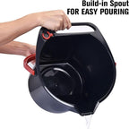 Matthew Cleaning 4.2 Gallon Mop Bucket, Heavy Duty Plastic Cleaning Bucket with Built-in Pour Spout, Mop Holder and Comfort Grip Handle, House and Commercial Cleaning Supplies, 2 Pack Black