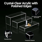 6PCS Acrylic Display Risers, 12'' Large Acrylic Risers Display Stands,Tiered Shelves for Gemstone, Curio, Figurines, Collectibles and Home Deco