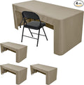 HolidayIdeas Open Back Fitted Tableclothss for 6 Foot Rectangle Table, Wrinkle Resistant Washable Table Covers 72x30 Inch for Craft Fairs, Banquets, Trade Show Display, Taupe,4 Pcs