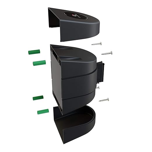 Crowd Control Warehouse - CCW Series WMB-230 Fixed Wall Mount Retractable Belt Barrier - 30 Foot, Black Belt with Black ABS Case