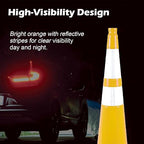 360 Pack 36" Yellow Traffic Cones with Black Base – Bulk Safety Cones for Large Construction Projects, Parking Lots, and Event Use (360, Yellow, 36 Inch)
