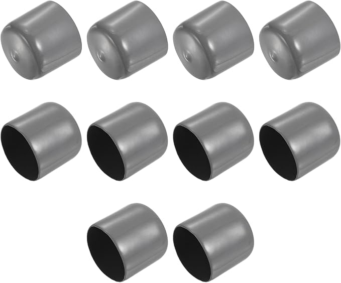 uxcell 10pcs Rubber End Caps 32mm(1 1/4") ID Vinyl Round End Cap Cover Screw Thread Protectors Dark Grey
