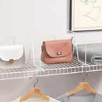 Wire Shelf Dividers - White Closet Organization & Storage Organizer - No Tool Shelf Divider for Wire Shelves - Metal Shelf Accessories – for 12“ Deep Wire Shelves – Tall 7” Height – 4 Pack