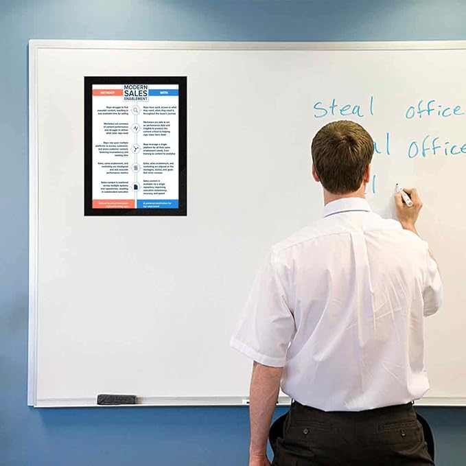ZHIDIAN Document Sign Holder Pockets with Magnetic Back, Plastic Poster Picture Notice Display Frame for Fridge/Whiteboard/Chalkboard/Cabinet, 8.5 x 11.6 Inches, Black, 6 Pcs