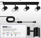 BoostArea Plug in Track Lighting, LED Track Light Kit, Black 4-Light Track Lights for Kitchen, 15 FT Cord,4 Way Ceiling Spotlight, Rotatable Wall Mount Light Head for Bedroom Hallway Living Room