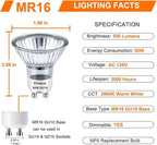 Vinaco 10 Pack Halogen GU10 120V 50W Candle Warmer Bulb Dimmable, MR16 GU10 C 120V 50W 2800K Warm White, 50 watt Halogen Light Bulb for Candle Warmer Lamp Replacement, Track Lighting