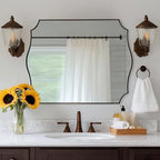 ANDY STAR 30x40 Inch Bronze Mirror, Large Bathroom Mirror with Anti-Rust Stainless Steel Metal Frame, Unique Rectangle Mirror, Stunning Curved Design Ideal for Home Remodel