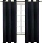 BGment Black Blackout Curtains for Bedroom 63 Inches Long, Black Out Room Darkening Light Blocking Thermal Insulated Grommet Window Drapes for Summer Heat, Each Panel 42 Inch Wide