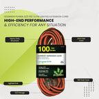 Go Green Power Inc. (GG-14000) 12/3 SJTW Outdoor Extension Cord, Lighted End, Orange, 100 ft