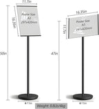 Adjustable Pedestal Floor Standing Sign Holder Stand,Outdoor Indoor Standing Display Poster Holder Stand For Businesses,Advertising,Menu,Guide signs A3(11.7x16.5in)-Black
