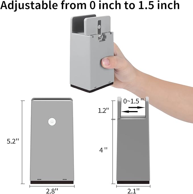 Bed Risers with Adjustable Screw Clamp, Fits Thickness of Furniture Frame from 0 to 1.5 Inch, Elevation in Heights 4" Heavy Duty Risers for Table Cabinet Dresser Support up to 5000lbs (4Pack, Grey)