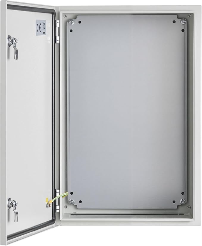 VEVOR Steel Electrical Enclosure Box, 24'' x 16'' x 12'', IP65 Weatherproof Carbon Steel Hinged Junction Box with Mounting Plate