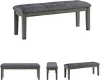 Signature Design by Ashley Hallanden Rustic Tufted Upholstered Dining Room Bench, Gray