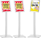 3Packs Heavy Duty Adjustable Pedestal Poster Sign Stand, 8.5x11 Aluminum Open Floor Standing Sign Holder for Vertical and Horizontal View Display (8.5x11,Silver)