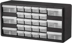 Akro-Mils 26-Drawer Plastic Drawer Storage Cabinet for Garage Organization, Bead Organizer, Building Bricks Storage, Teacher Toolbox, Makeup Organizer, 20" W x 6" D x 10" H, 10726 Black