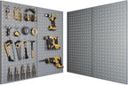 Pegboard, Metal Peg Board, Pegboards Wall Organizer with 38 Pcs Hooks, Sturdy Peg Board for Garage Tool Organization, Home & Office Wall Decoration (Grey, 2 Pack)