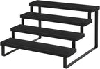 YINMIT Wooden Display Riser Stand, Tiered Perfume and Cologne Organizer Stand, 4 Tier Spice Rack Organizer, Rustic Display Shelf for Candles (4 Tier,Black)