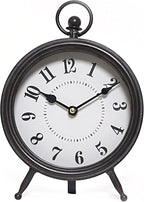 Vintage Black Table Clock on Stand, Decorative Desk and Shelf Clock, Rustic Mantel Clock Farmhouse Clock Non-Ticking