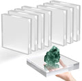 Acrylic Base Stand 8 Pack 6 X 6 X 1 Inch Acrylic Blocks for Display Trophy Base Clear Square Cube Riser Display Cylinder Pedestal Stands for Collectibles Jewelry Props Food Display