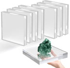 Acrylic Base Stand 8 Pack 6 X 6 X 1 Inch Acrylic Blocks for Display Trophy Base Clear Square Cube Riser Display Cylinder Pedestal Stands for Collectibles Jewelry Props Food Display