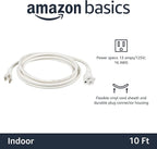 Amazon Basics Extension Cord, 13 Amps, 125V, 10 Foot, White - Pack of 2