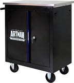 Rolling Tool Chest with 2 Doors and Adjustable Shelves, 25.9" D Movable Lockable Tool Cart Multi-Functional Hardware Storage Cabinet Box Auto Repair Locker